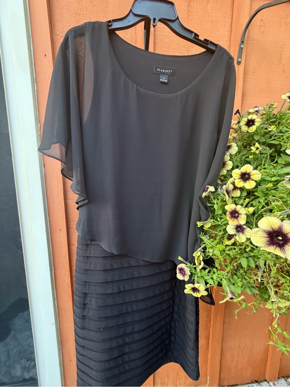Scarlett Black Layered Chiffon Midi Skirt Dress